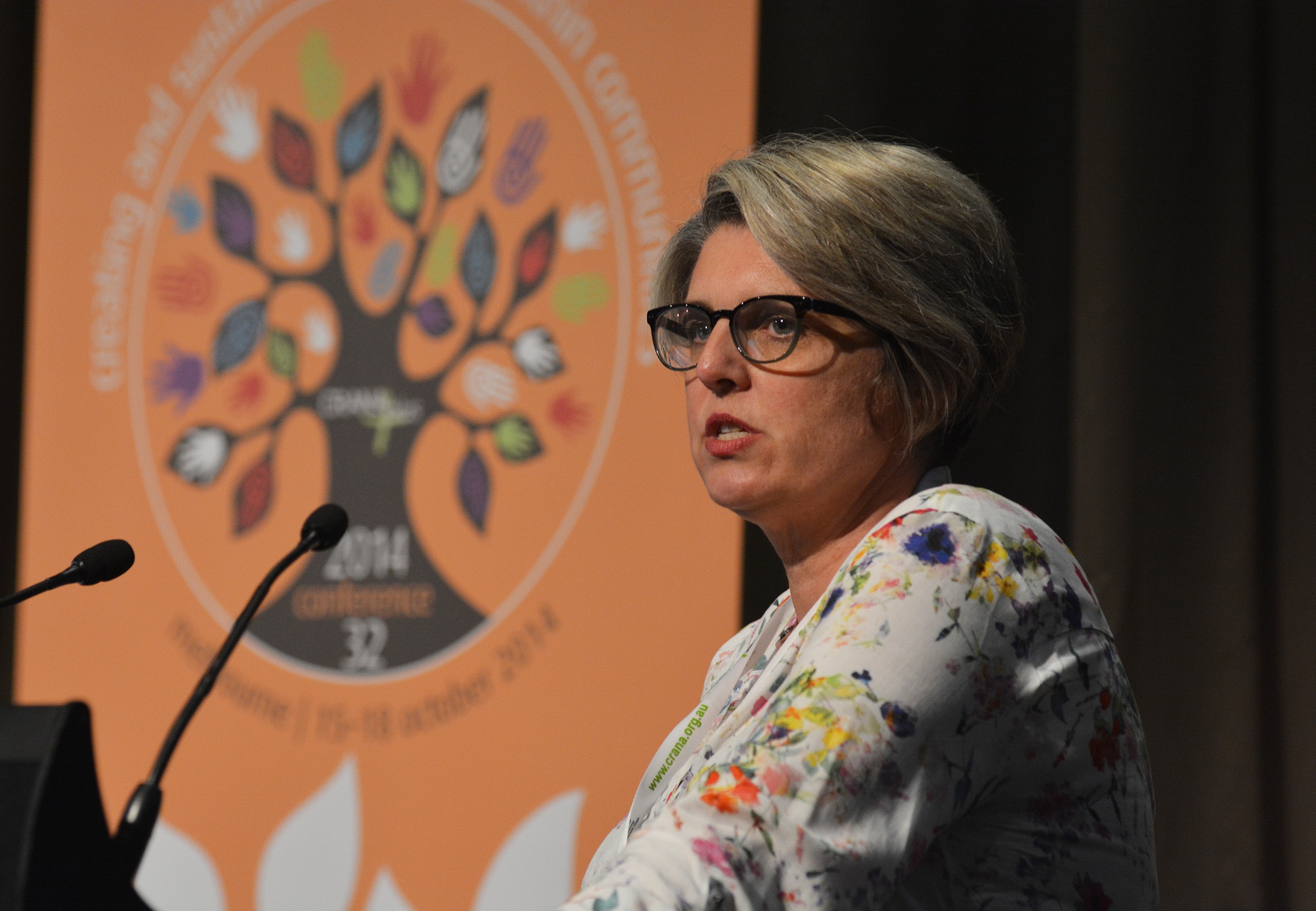 2 Kathryn speaking at the CRAN Aplus Conference in 2014