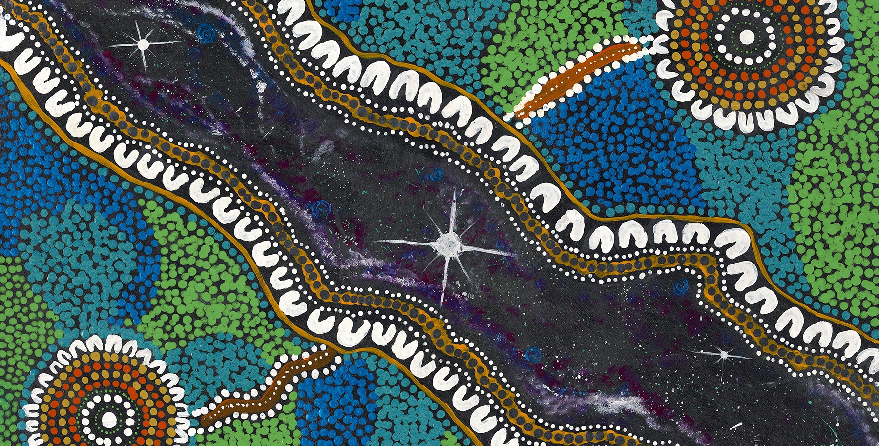 Artwork for the Mirii course by Yuwaalaraay artist Gary Gus Draper mirii